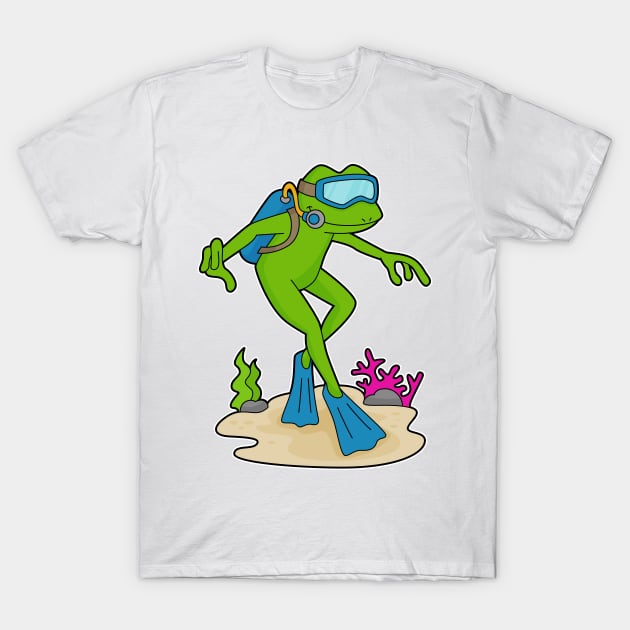 Frog Diver Swimming fins T-Shirt by Markus Schnabel